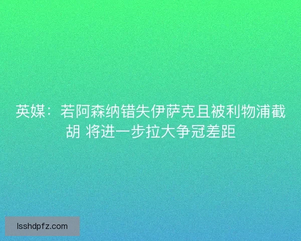 英媒：若阿森纳错失伊萨克且被利物浦截胡 将进一步拉大争冠差距
