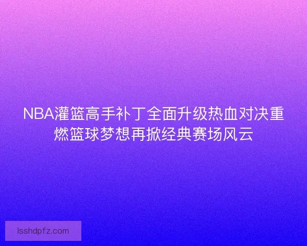 NBA灌篮高手补丁全面升级热血对决重燃篮球梦想再掀经典赛场风云