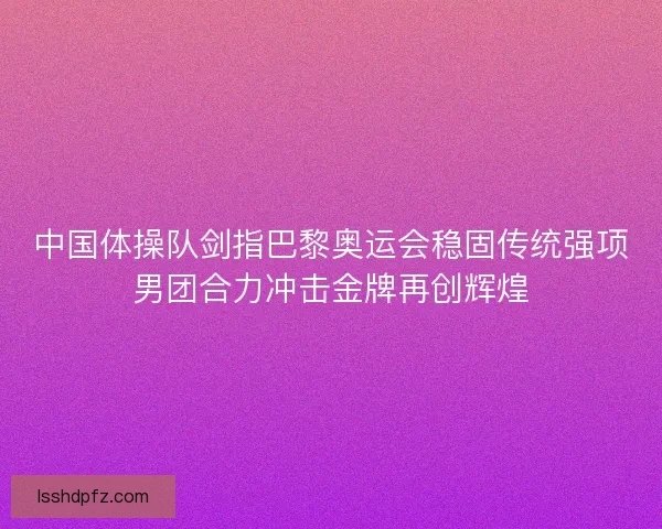 中国体操队剑指巴黎奥运会稳固传统强项男团合力冲击金牌再创辉煌