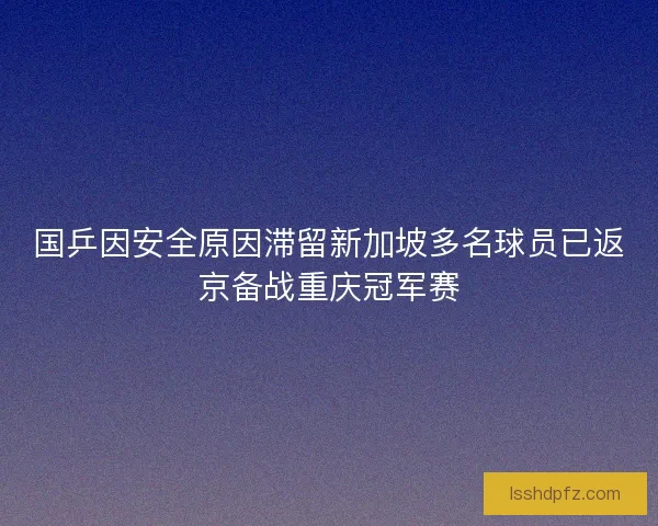 国乒因安全原因滞留新加坡多名球员已返京备战重庆冠军赛